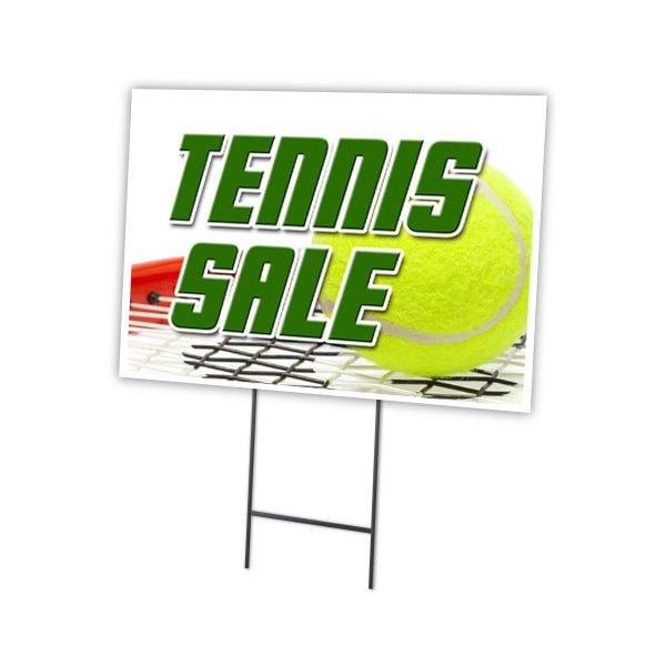 Tennis Sale Yard Sign & Stake outdoor plastic coroplast window, C-1216-DS-Tennis Sale